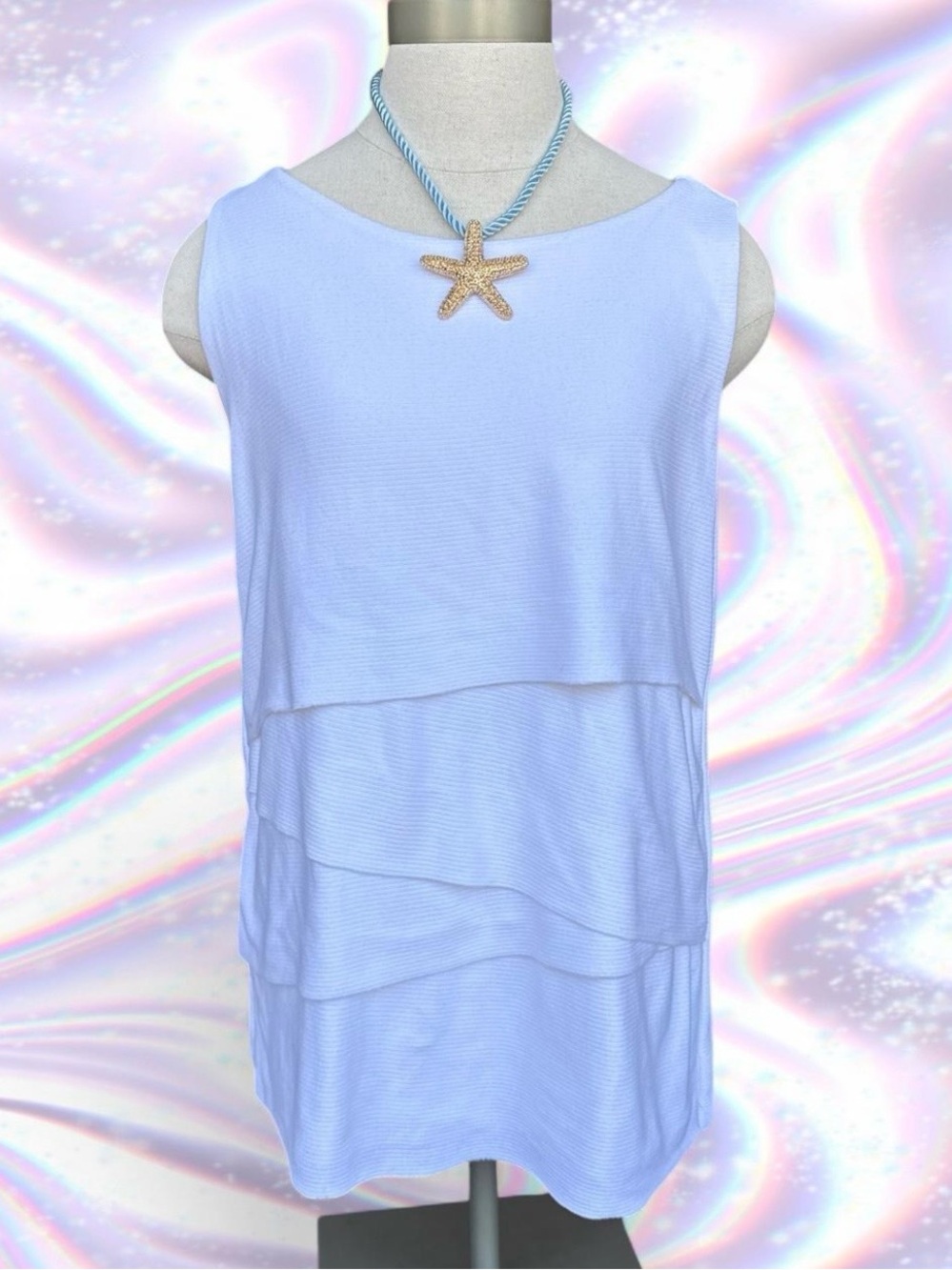 Chico's Easywear White  Sleeveless Layered Top Size 1